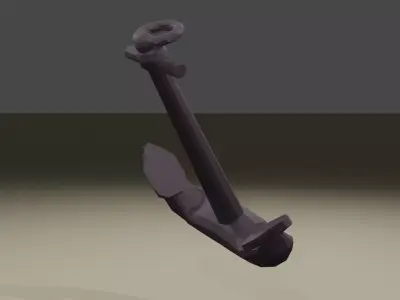 Lowpoly anchor from boat Low-poly 3D model