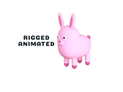 Low-Poly Rabbit Animated - Fun World Animal Low-poly 3D model