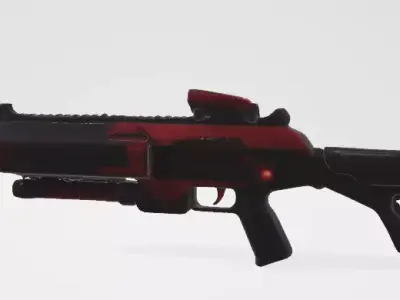 Red and Black sci-fi gun 3D model purchase
