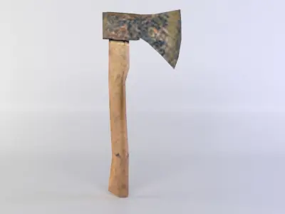 Axe with wooden handle Low-poly 3D model