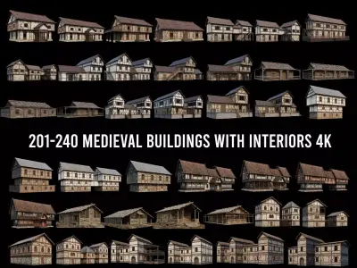 201-240 OLD MEDIEVAL HOUSES BUILDINGS PACK 4K Textures 3D Model Collection