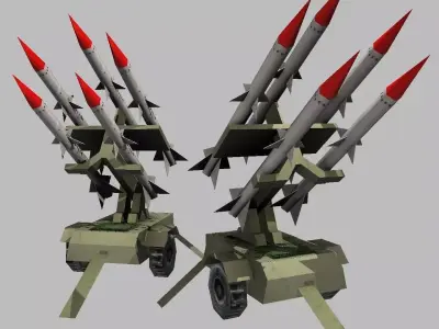 anti aircraft missile battery Low-poly 3D model