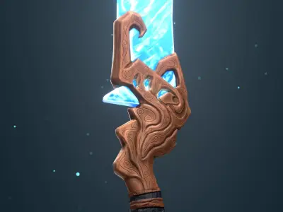 Stylized Ice Sword Low-poly 3D model
