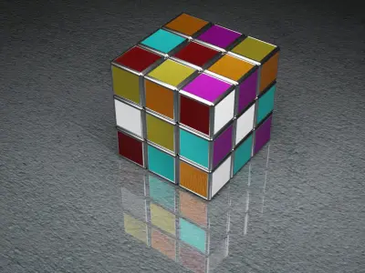 metal rubiks cube Low-poly 3D model