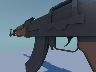 AK-47 Low Poly - Functional Animated Rifle Model Low-poly 3D model