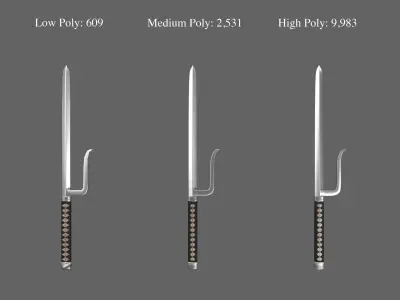 Ancient Collection Japanese Weapons Set 3D Model Pack