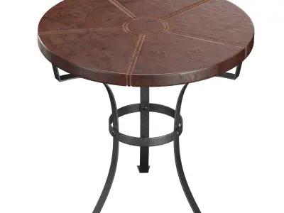 Leather iron round coffee table 3D model