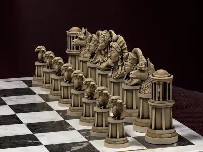 Inca Civilization Chess Set Sun Moon Alpaca Condor 3D print model