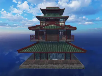 Ancient Japanese Building Style 03 Low-poly 3D model