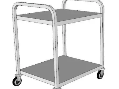 service trolley two-level flat table 3D model