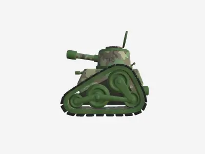War Tank Cartoon A05 Green Camouflage - Military Vehicle Low-poly 3D model