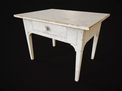 Old vintage painted table with a drawer  Low-poly 3D model