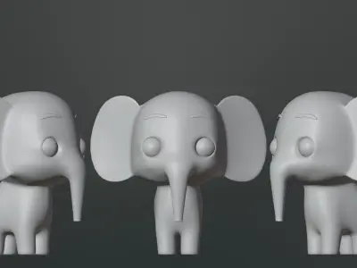 Cartoon Baby Elephant Character Low-poly 3D model