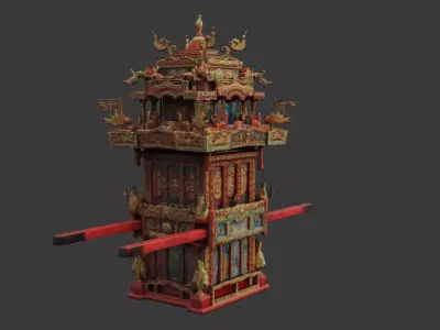 Chinese Wedding Sedan Chair  Low-poly 3D model purchase