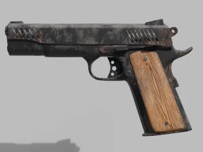 Muddy 1911 Pistol Low-poly 3D model