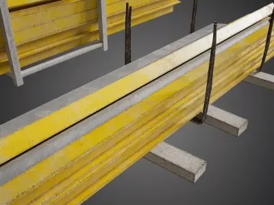 Metal Steel Beams Industrial Prop Low-poly 3D model