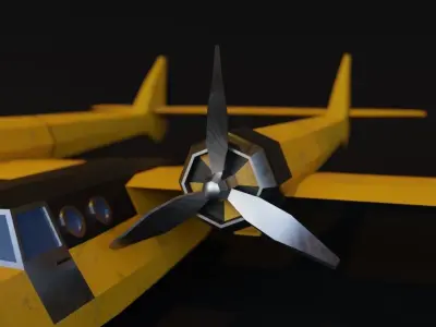Seaplane paper airplane with propellers Low-poly 3D model