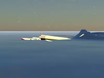 plane land on ocean Free low-poly 3D model