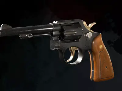 Revolver SmithWesson 10 Low-poly 3D model