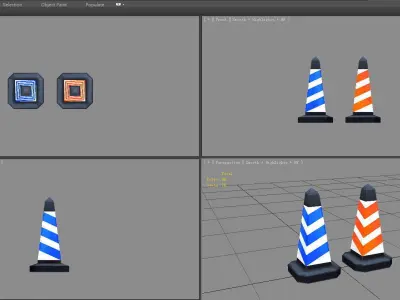 Two traffic cones Low-poly 3D model