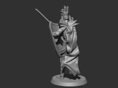 Cursed Knight with sword and shield 3D print model