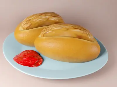 Cocktail Fish Finger Bun Low-poly 3D model