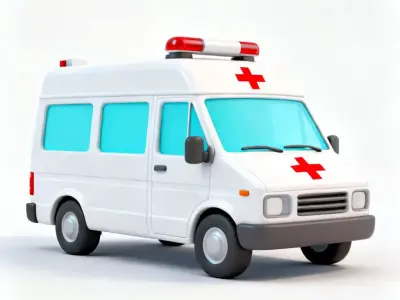 Stylized Ambulance Van 3D Model 3D Model Low-poly 3D model