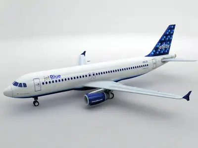 Airbus A320 Airliner - Jet Blue Low-poly 3D model