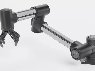 Robotic Arm with 4-Finger Gripper - V2 Rigged 3D model
