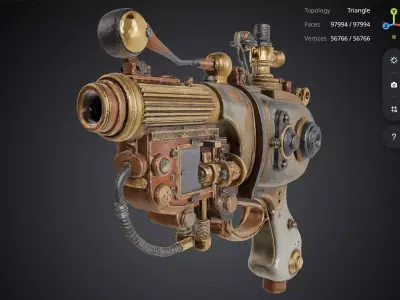 White Steampunk Pistol 3D model