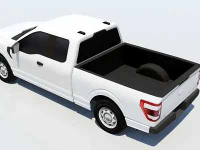 half ton Pickup truck ext cab low poly static Low-poly 3D model