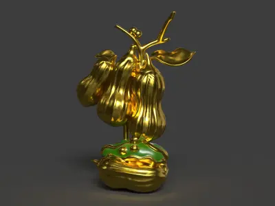 hinese golden peanut display stand figure  Low-poly 3D model