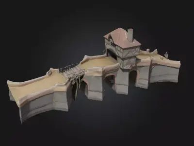 Medieval Bridge House  Where Architecture Meets Adventure 3D model
