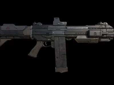 Sci-Fi Shotgun - SGR 12 Low poly model for games Low-poly 3D model