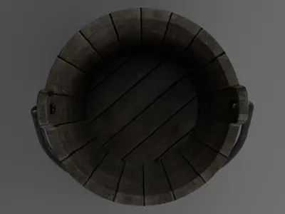 Wooden bucket Free low-poly 3D model