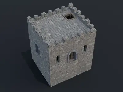 Modular castle old medieval tower kit Low-poly 3D model