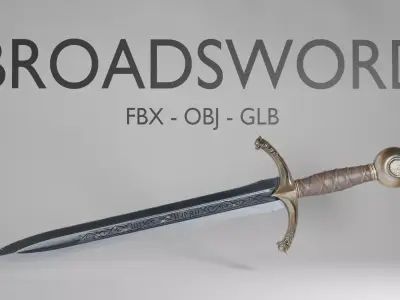 Fantasy Broadsword 3D Model - Medieval Sword - FBX OBJ GLB 3D model