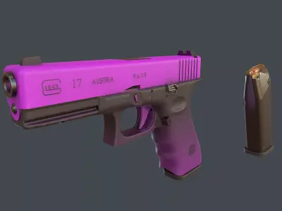 Purple Glock 17 with magazine Low-poly 3D model