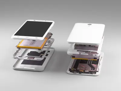  Low polygon disassembled mobile phone 