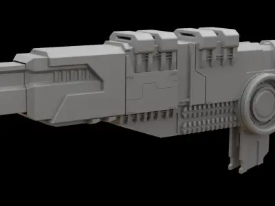 Mecha hard surface cannon 3D model by aungpyaephyopi