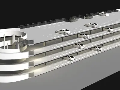 Parking garage building in section cut 25-16 3D model