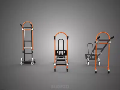 TRI WHEEL STAIR CLIMBING CLIMBER CONVERTIBLE FOLDING HAND TRUCK 3D model