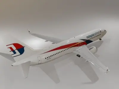 Malaysia Airlines Boeing 737-800 3D Model with cockpit Low-poly 3D model