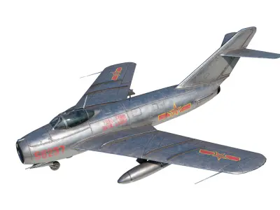 PLAAF J-5 J5 Mig17 Mig-17  fresco jet Fighter Low-poly 3D model