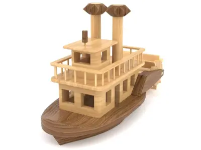 Wooden toy ship 06 3D model