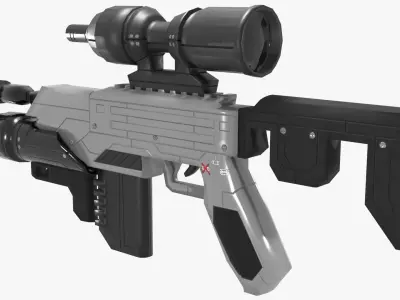 Sci-Fi Battle Rifle Combo Low-poly 3D model