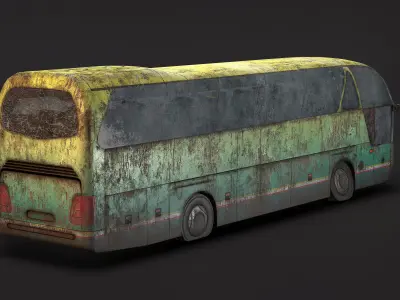 Tourist Bus Abandoned Low Poly  Low-poly 3D model