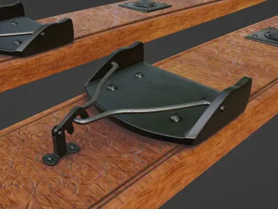 Historical Ski Low-poly 3D model