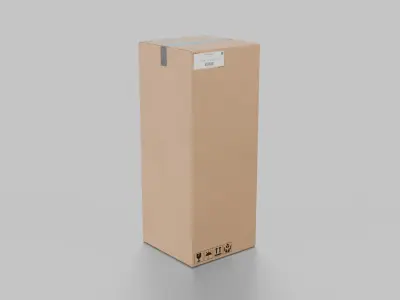 Cube Tall Cardboard Box - Rigged and Fully Customizable Low-poly 3D model