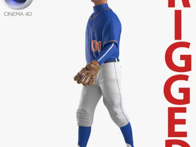 Baseball Player Rigged Generic 4 for Cinema 4D 3D Model
